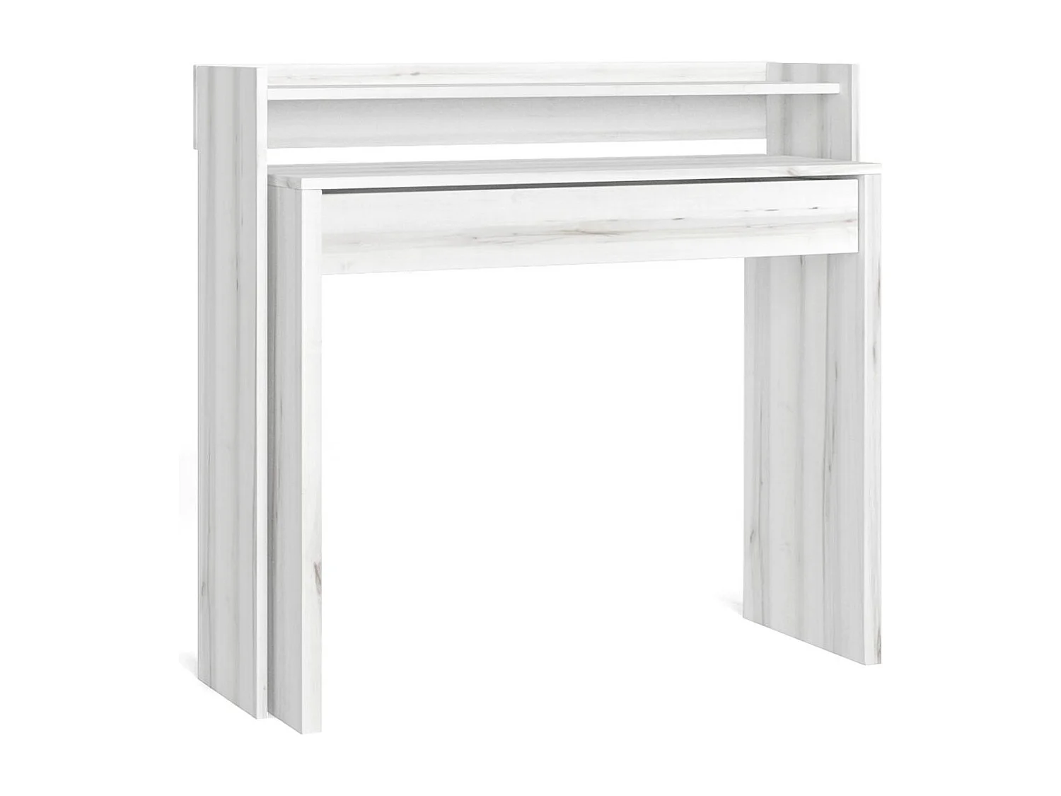 Uitschuifbaar Bureau, 99x90x35cm, intrekbaar, Computer Table, Gemarmerd wit