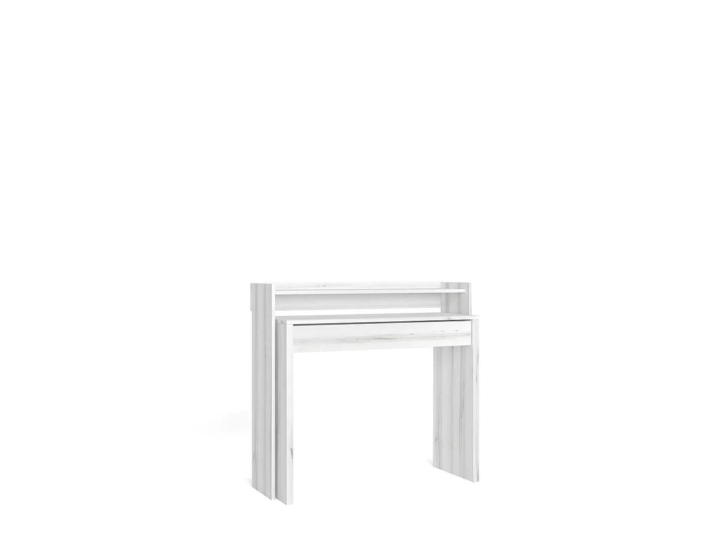 Bureau Extensible, 99x90x35cm, rétractable, Bureau Ordinateur, Blanc veiné