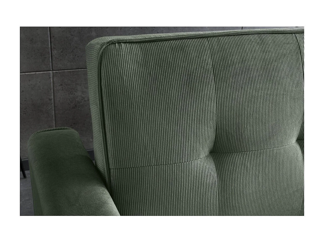 Modulaire slaapbank ROULY groen 180 cm – Rechte bank, hoekbank of bed in ribfluweel