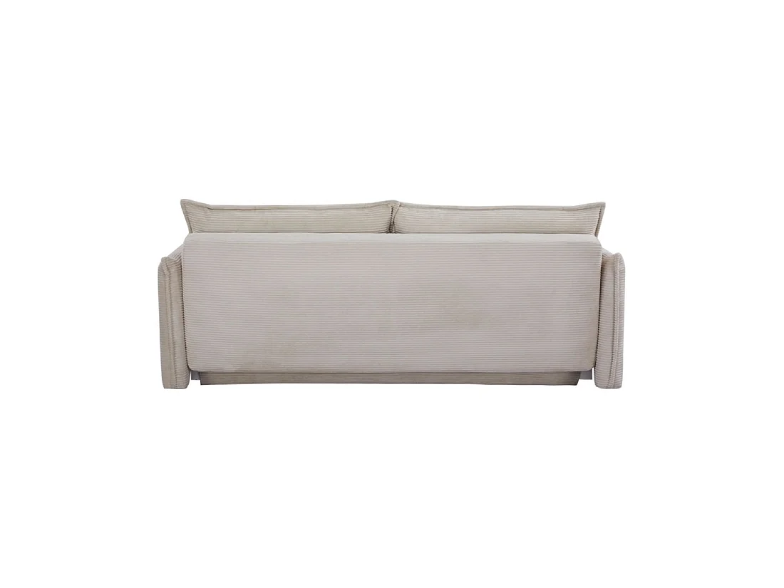Straight CALDERO beige convertible sofa with storage - Ribbed velvet sofa bed with integrated storage
