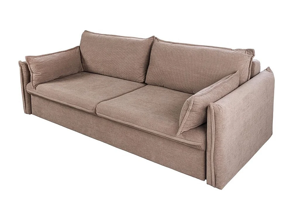 Canapé droit CALDERO taupe convertible avec coffre – Canapé-lit en velours côtelé avec rangement intégré