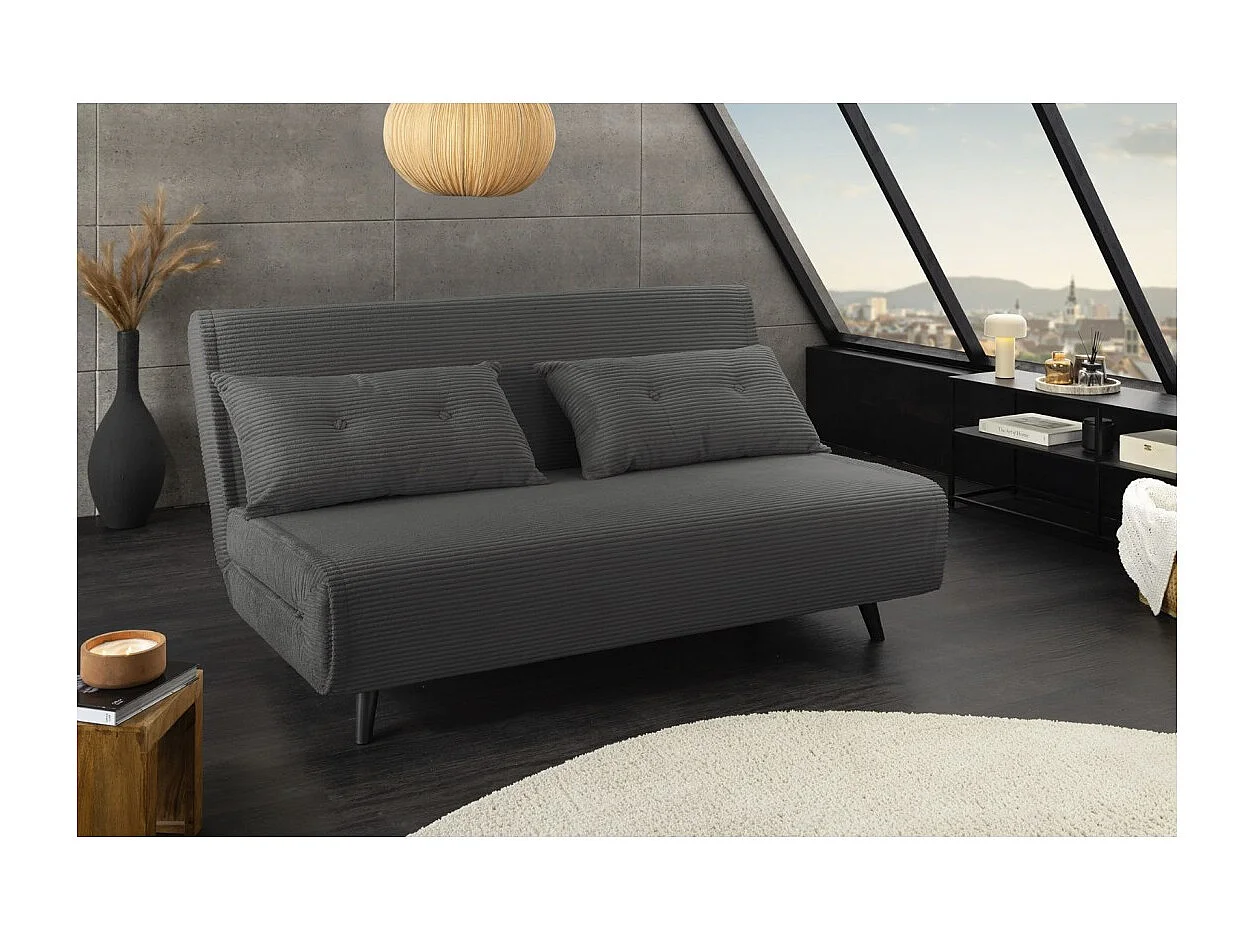 Divano trasformabile dritto PRESTO grigio scuro – Divano letto 2 posti