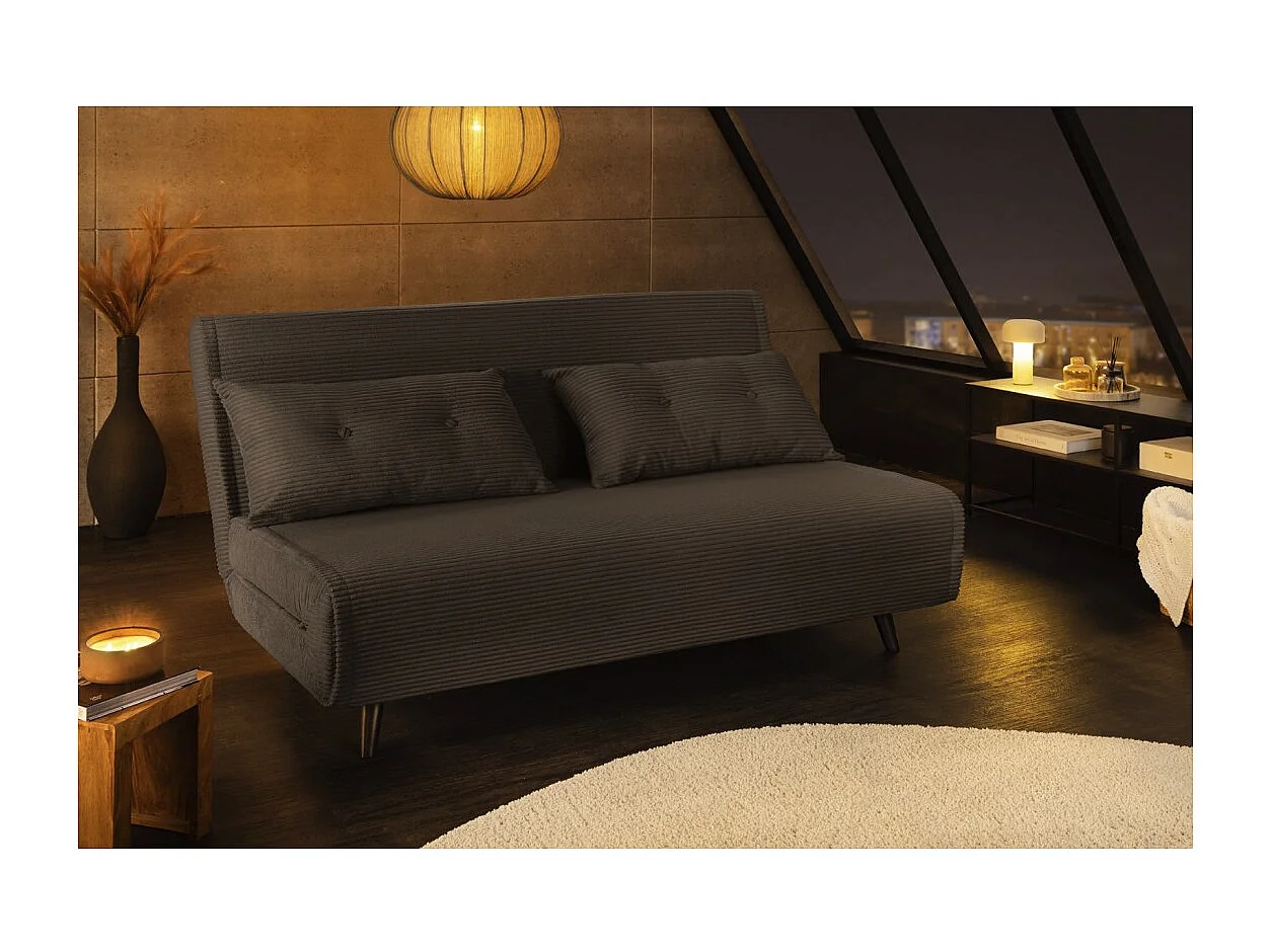 Divano trasformabile dritto PRESTO grigio scuro – Divano letto 2 posti