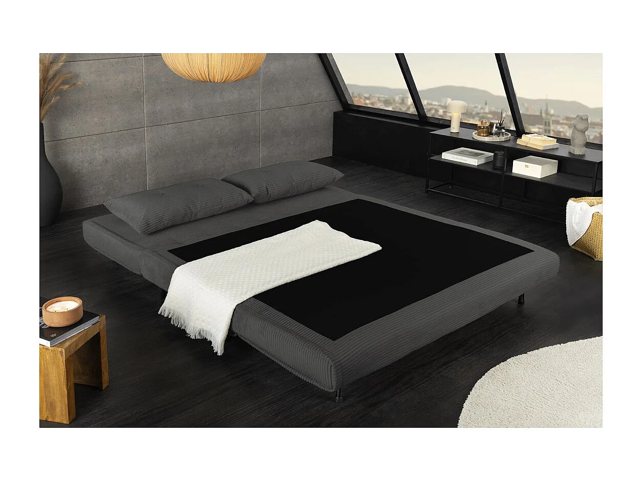 Divano trasformabile dritto PRESTO grigio scuro – Divano letto 2 posti