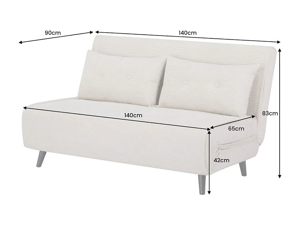 Canapé droit convertible PRESTO gris foncé – Canapé-lit 2 places