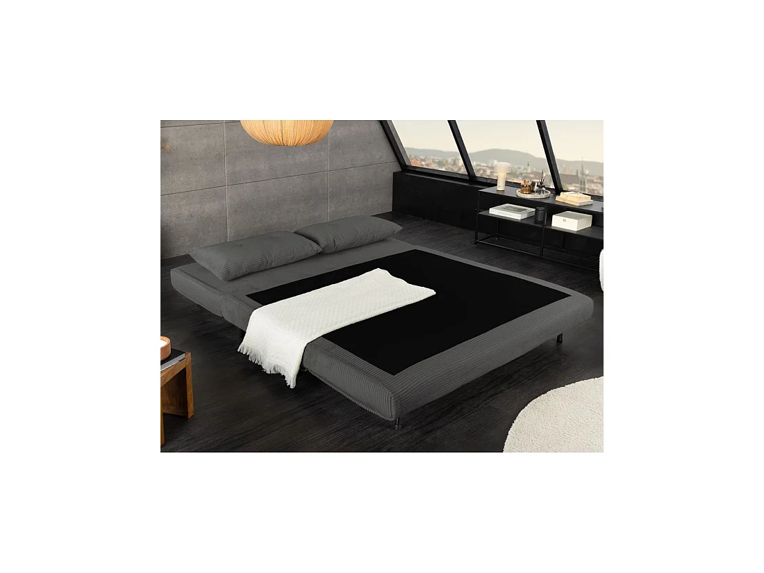 Sofá convertible recto PRESTO gris oscuro – Sofá-cama de 2 plazas
