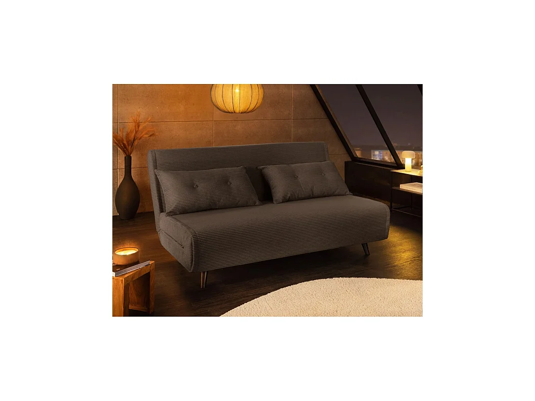 Sofá convertible recto PRESTO gris oscuro – Sofá-cama de 2 plazas