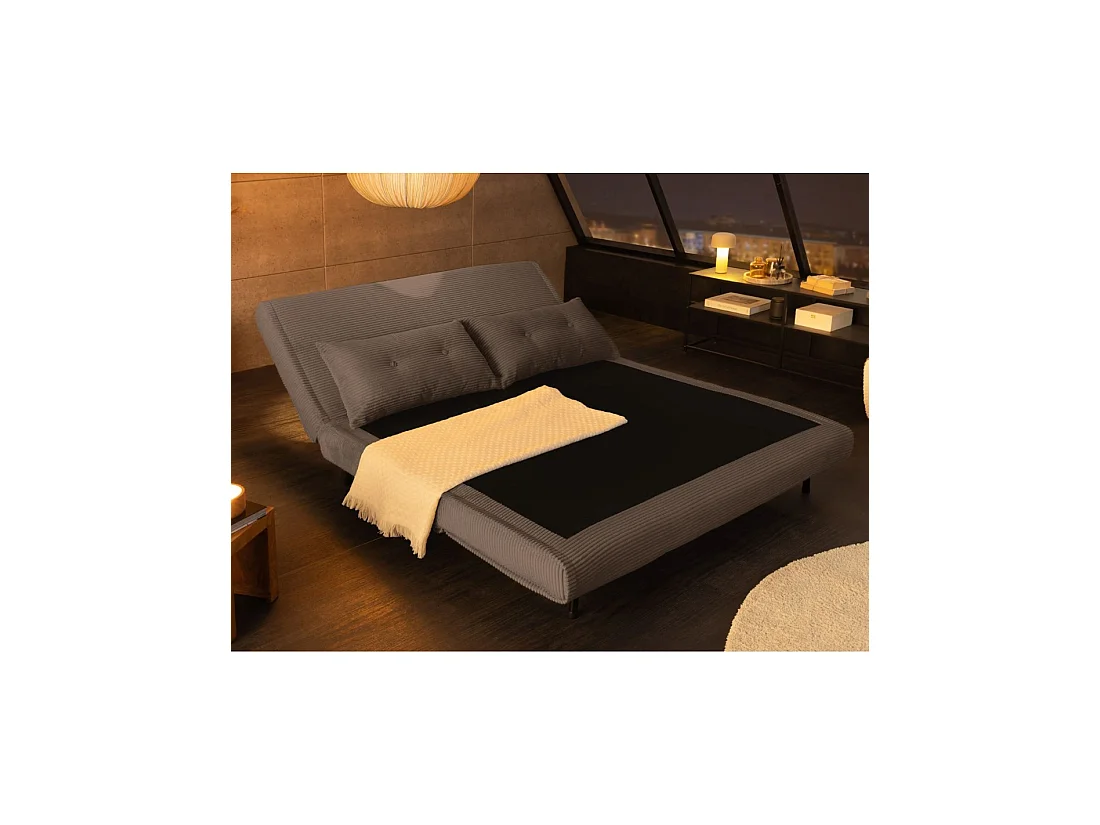 Sofá convertible recto PRESTO gris oscuro – Sofá-cama de 2 plazas