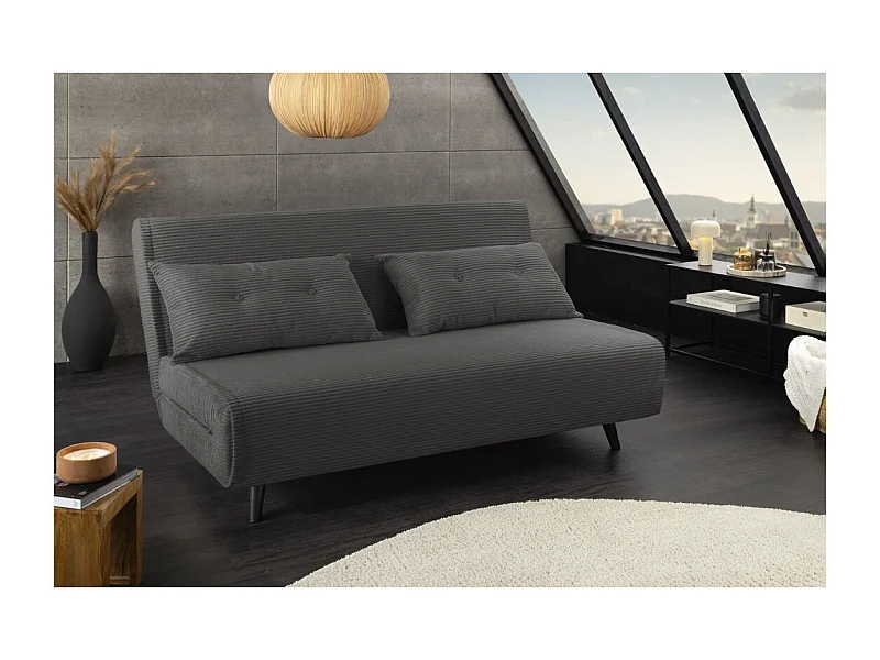 Canapé droit convertible PRESTO gris foncé – Canapé-lit 2 places