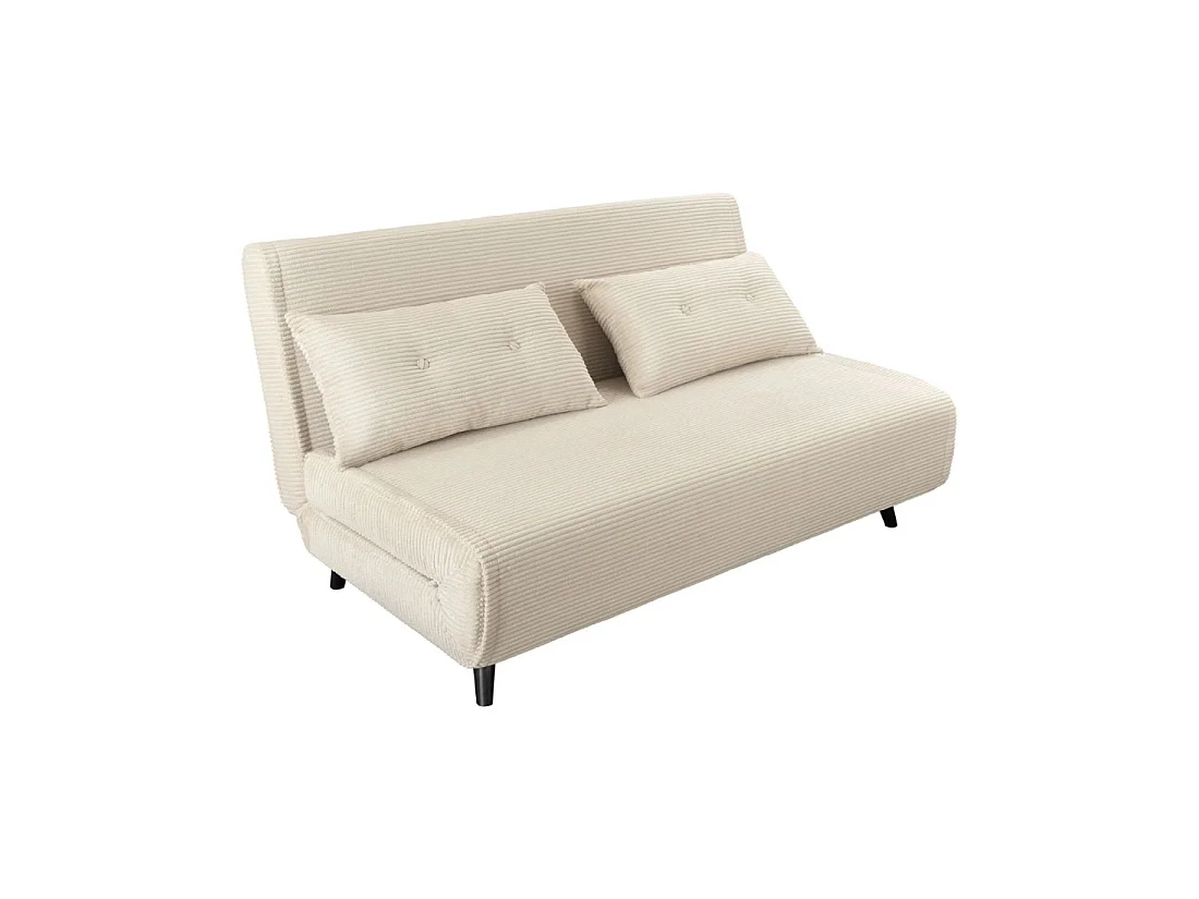 Sofa rechtwinklig umwandelbar PRESTO weiß beige – Schlafsofa 2 Plätze