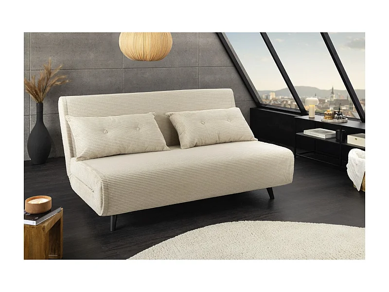 Canapé droit convertible PRESTO blanc beige – Canapé-lit 2 places