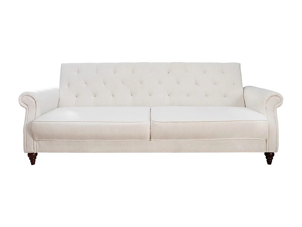 Canapé droit convertible MILES blanc – Canapé classique en tissu avec structure en bois massif