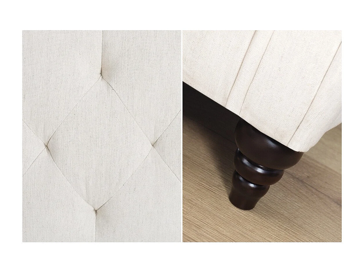 Canapé droit convertible MILES blanc – Canapé classique en tissu avec structure en bois massif