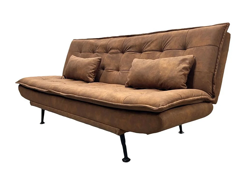 Canapé droit convertible SERENO marron chocolat – Canapé-lit 3 places en microfibre