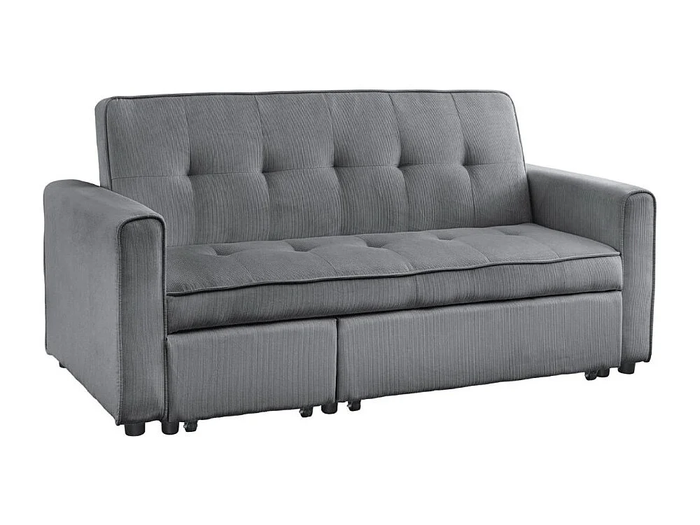 Canapé convertible modulable ROULY grijs 180 cm – Rechte bank, hoekbank of bed met uitbreidingen op wieltjes