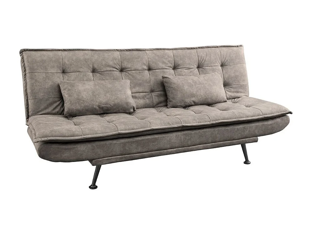 Canapé droit convertible SERENO taupe – Canapé-lit 3 places en microfibre