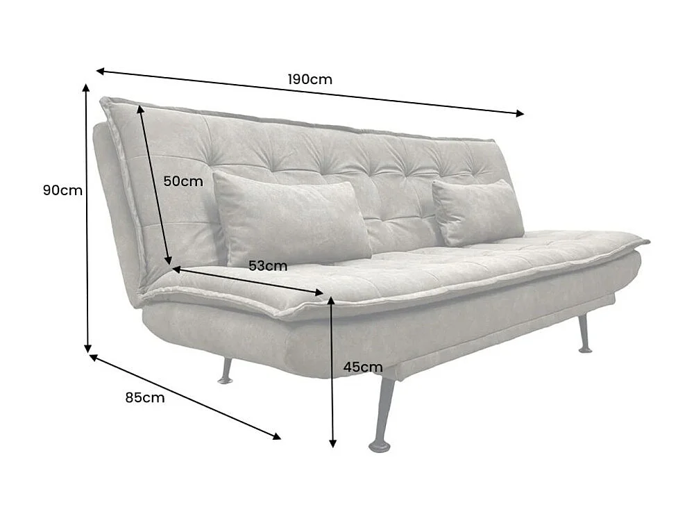 Canapé droit convertible SERENO taupe – Canapé-lit 3 places en microfibre