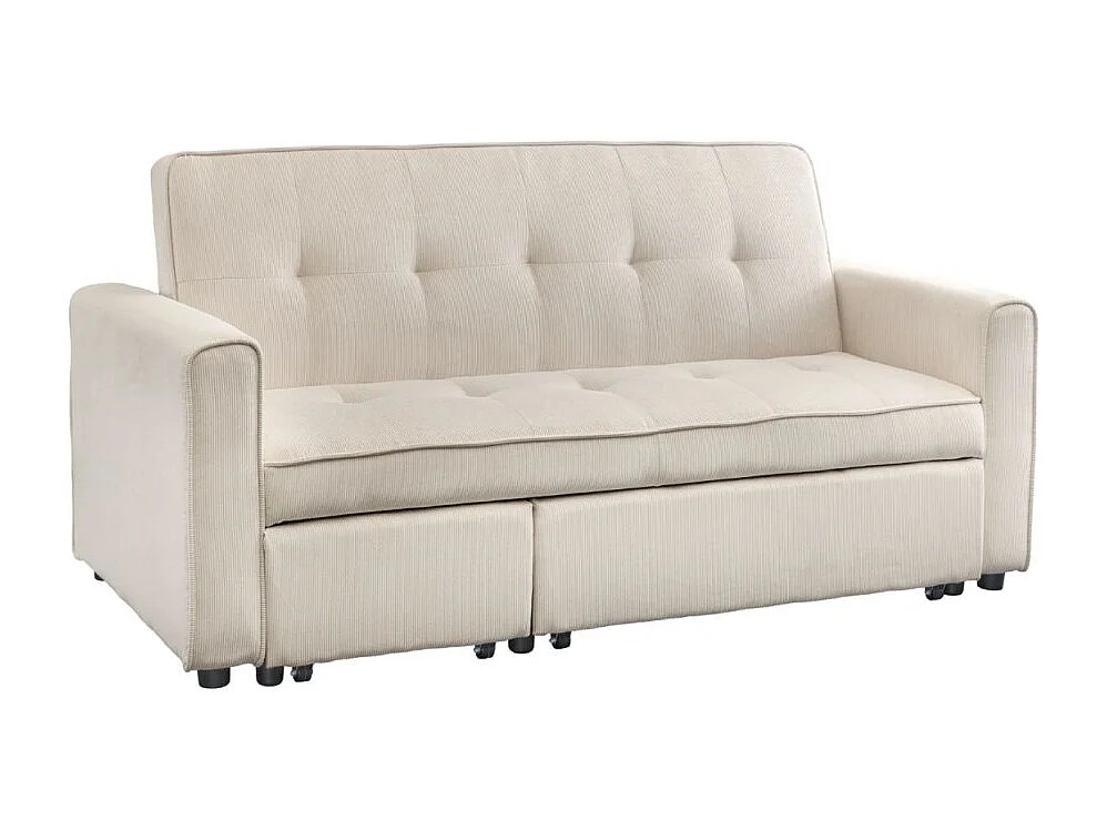 Modulaire slaapbank ROULY wit 180 cm - Rechte bank, hoek of bed in ribfluweel