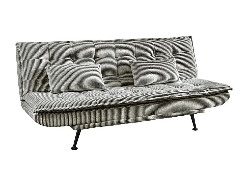 Canapé convertible SERENO gris – Canapé-lit 3 places en velours côtelé