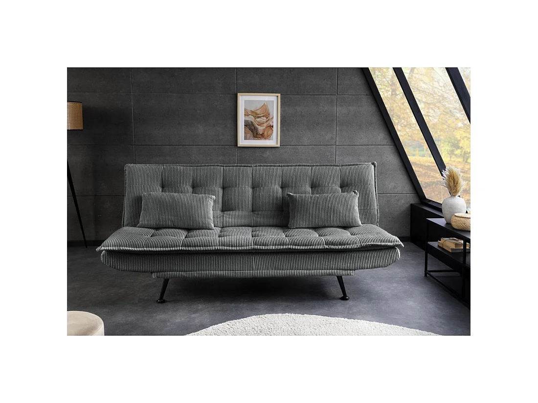 Geradliniges Schlafsofa SERENO in dunkelgrau – 3-Sitzer-Sofa aus Cord