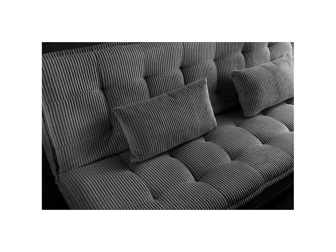 Geradliniges Schlafsofa SERENO in dunkelgrau – 3-Sitzer-Sofa aus Cord