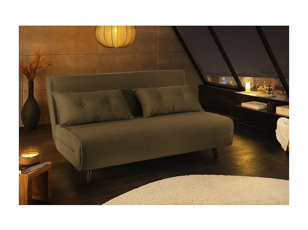 Canapé droit convertible PRESTO vert foncé – Canapé-lit 2 places