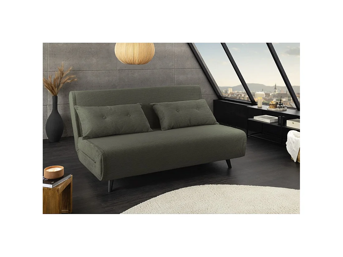 Gerade umwandelbare Couch PRESTO dunkelgrün – 2-Sitzer Schlafsofa