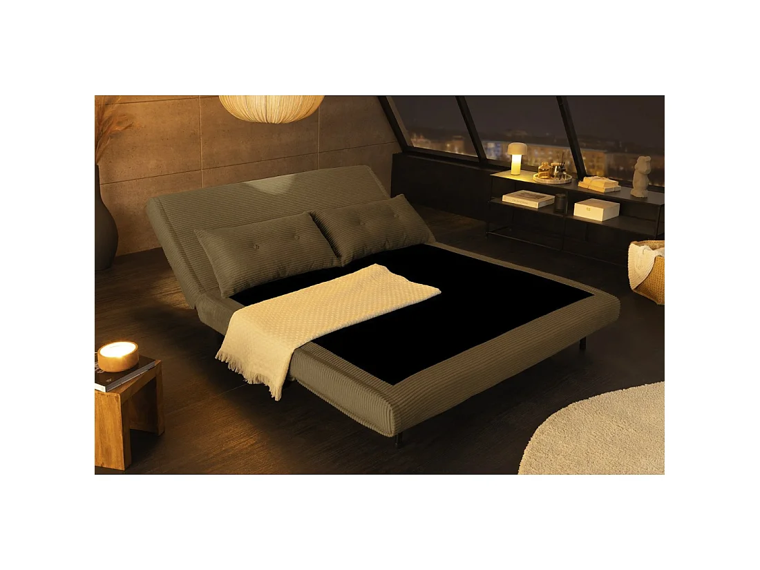Gerade umwandelbare Couch PRESTO dunkelgrün – 2-Sitzer Schlafsofa