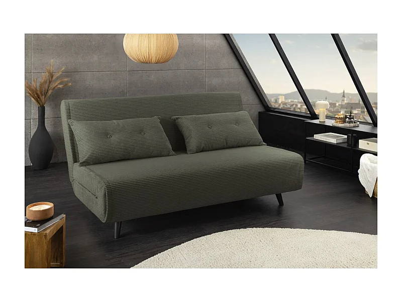 Canapé droit convertible PRESTO vert foncé – Canapé-lit 2 places