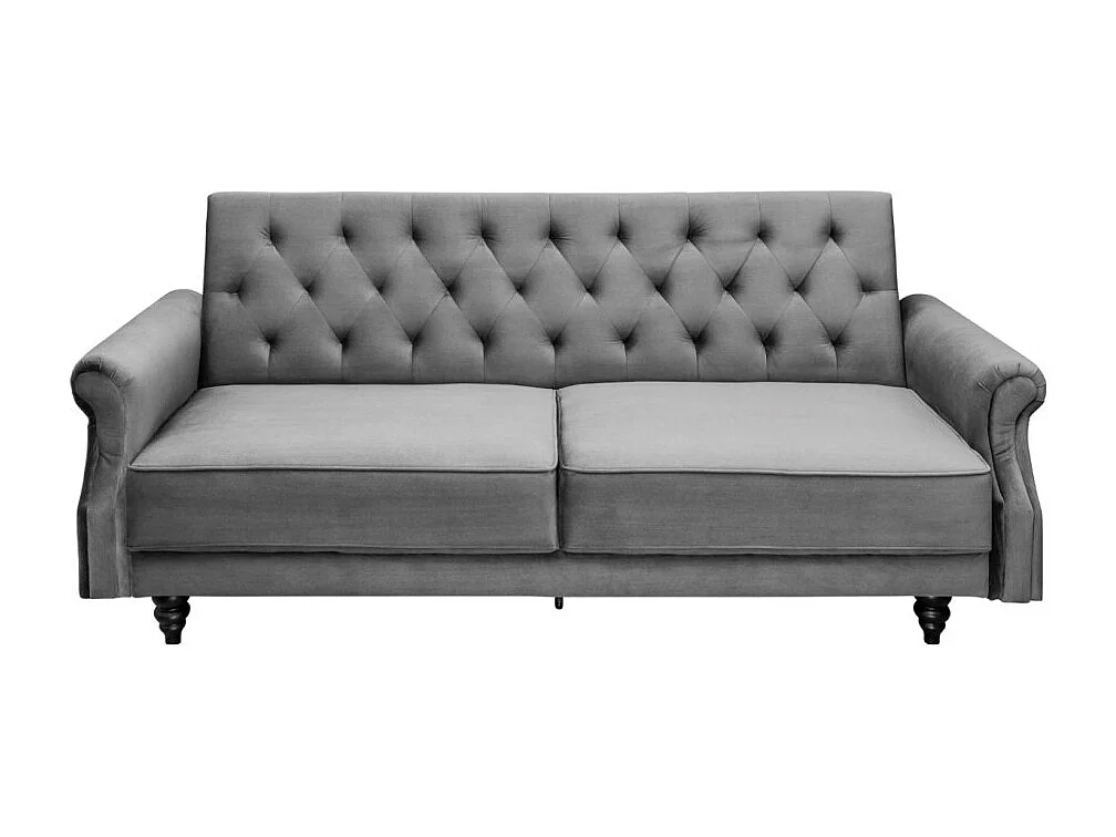 Sofa MILES grau – Klassisches Samtsofa mit Massivholzstruktur