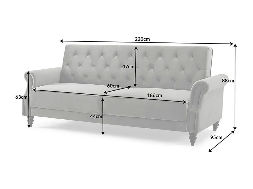 Sofa MILES grau – Klassisches Samtsofa mit Massivholzstruktur