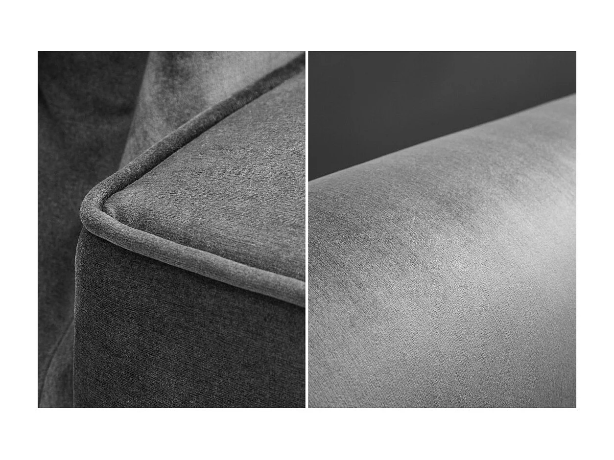 Sofa MILES grau – Klassisches Samtsofa mit Massivholzstruktur