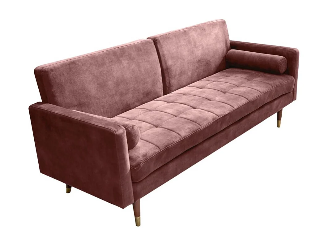 Canapé droit ATELIA rose convertible – Canapé-lit design en velours avec structure en bois massif