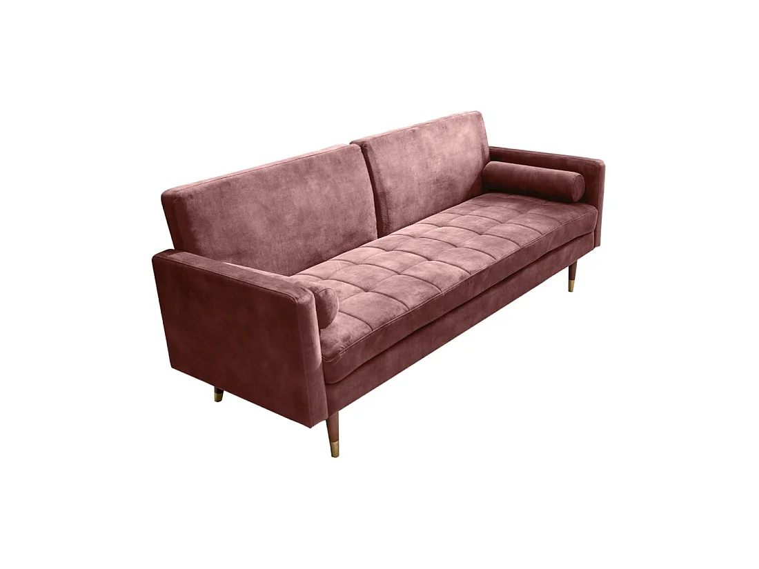 Canapé convertible clic-clac 2 places en velours rose ATELIA