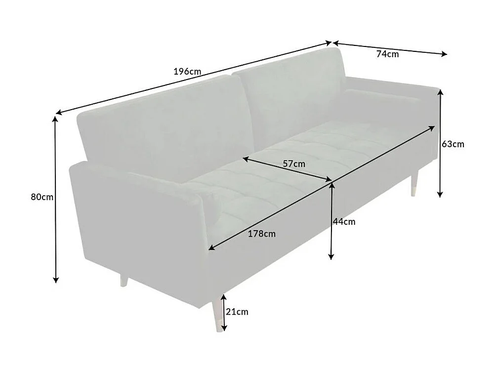 Rechte bank ATELIA donkergroen converteerbaar - Design slaapbank van fluweel met massief houten structuur