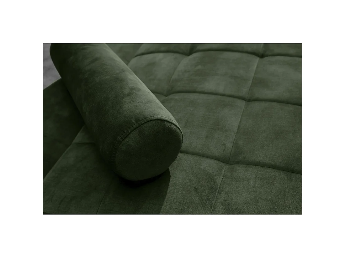 Geradliniges Sofa ATELIA in dunkelgrün, umwandelbar – Design-Schlafsofa aus Samt mit Massivholzgestell