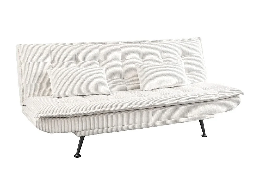 Canapé droit convertible SERENO blanc – Canapé-lit 3 places en velours côtelé