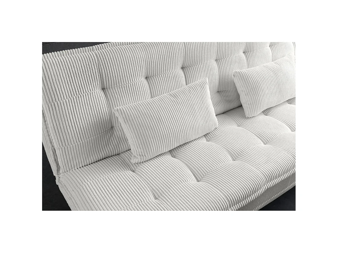 Geradliniges Schlafsofa SERENO in Weiß – 3-Sitzer Samt-Cord Sofa