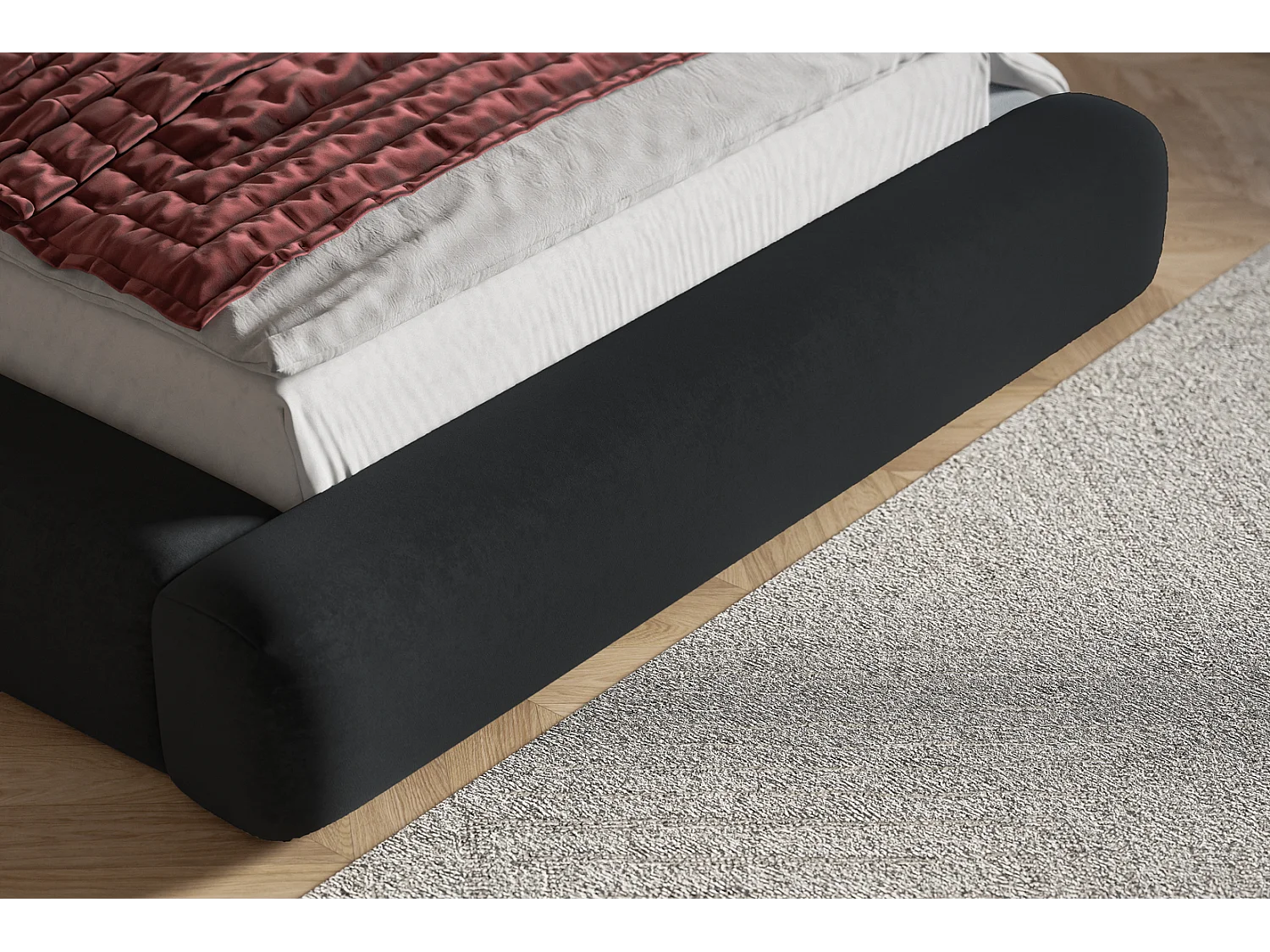 Gestoffeerd bed 160x200 Lumaro met opbergruimte - metalen lattenbodem, Zwart (Amor Velvet 4322)