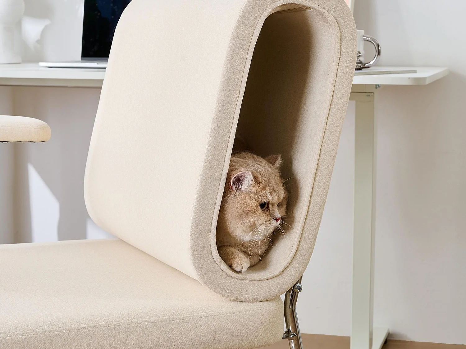 PRÈS - Fauteuil avec Niche pour Chat, Ergonomique et Résistant aux Griffes - Pour Bureau à Domicile et Séjour