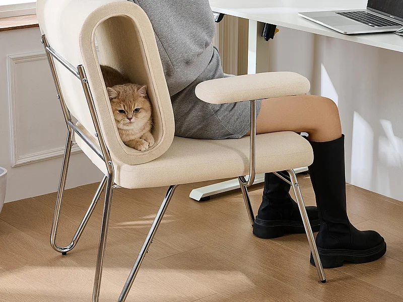 PRÈS - Fauteuil avec Niche pour Chat, Ergonomique et Résistant aux Griffes - Pour Bureau à Domicile et Séjour