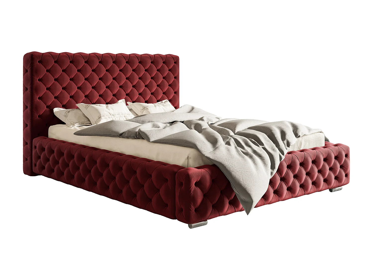 Lit coffre 160x200 Adonis - tete de Lit, sommier métallique - velours Rouge (Amor Velvet 4307)