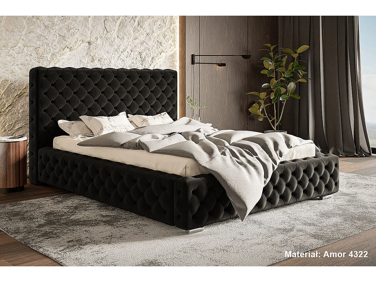 Lit coffre 160x200 Adonis - tete de Lit, sommier - velours Noir (Amor Velvet 4322)