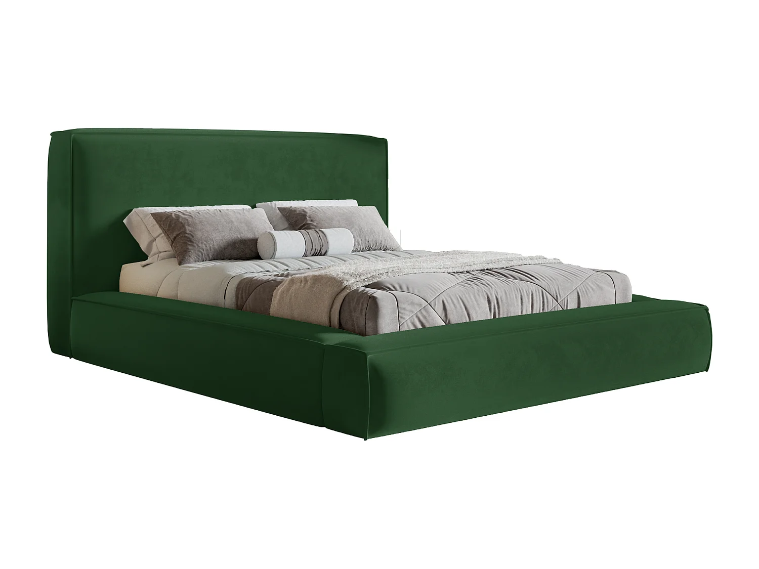 Gestoffeerd bed 140x200 Karano - fluweel, bed met opbergruimte, metalen lattenbodem, Groen (Amor Velvet 4311)