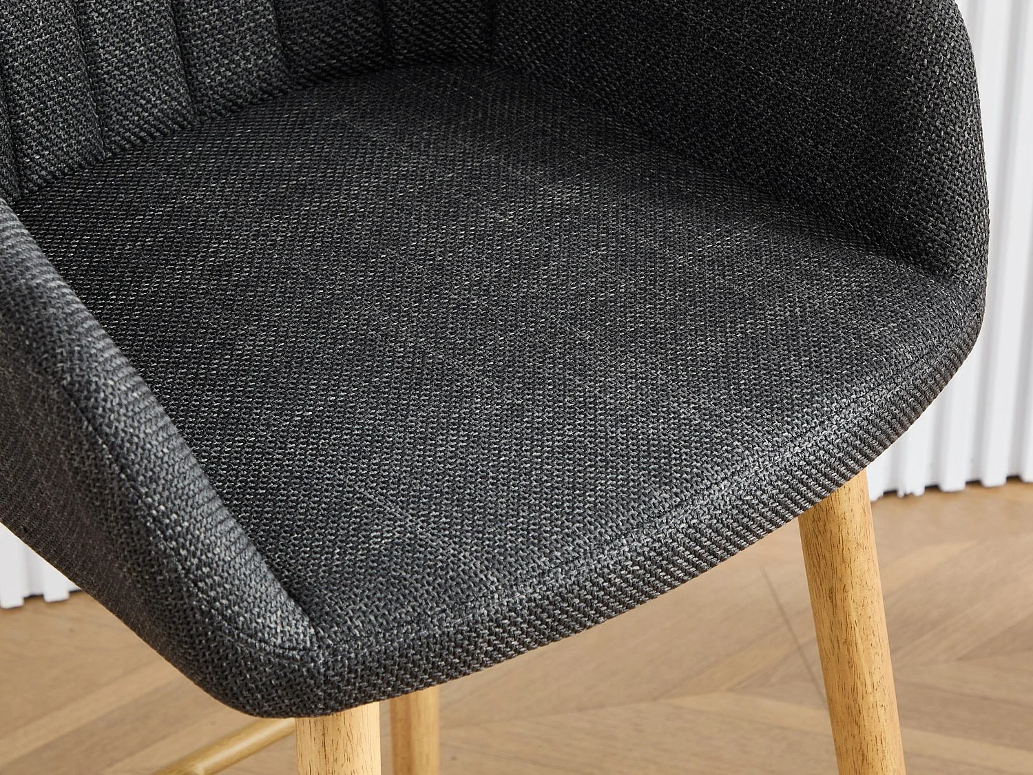 Tabouret de Bar avec Dossier et Accoudoirs - Pieds en Chêne, Assise en Lin - Hauteur Fixe 75 cm - Idéal pour Comptoir, Îlot de Cuisine, Bar