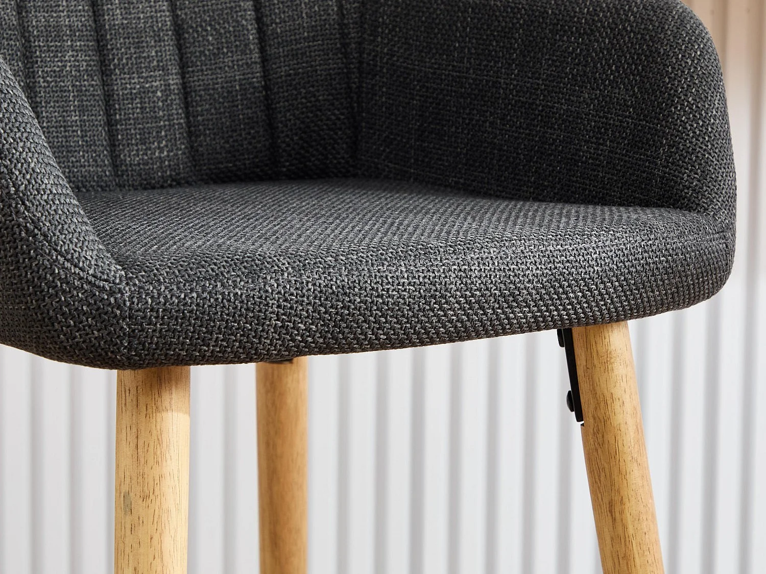 Tabouret de Bar avec Dossier et Accoudoirs - Pieds en Chêne, Assise en Lin - Hauteur Fixe 75 cm - Idéal pour Comptoir, Îlot de Cuisine, Bar