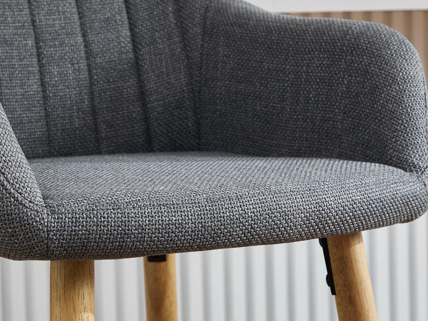 Tabouret de Bar avec Dossier et Accoudoirs - Pieds en Chêne, Assise en Lin - Hauteur Fixe 75 cm - Idéal pour Comptoir, Îlot de Cuisine, Bar