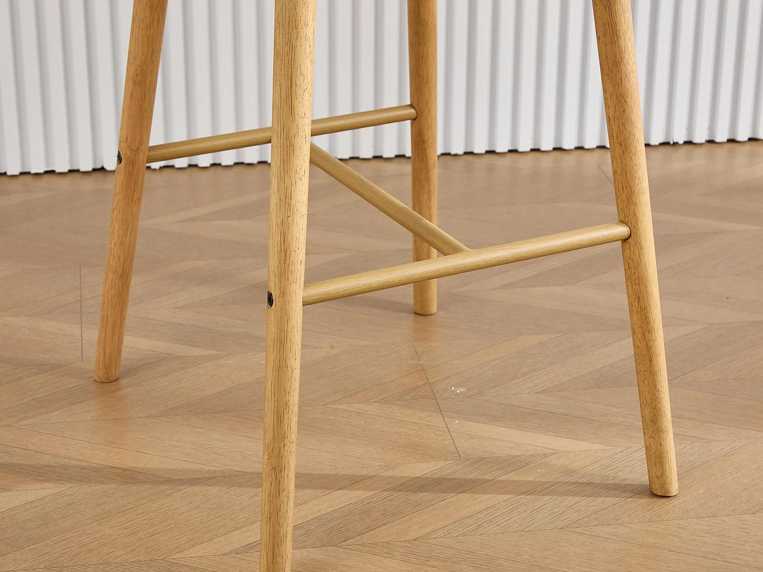 Tabouret de Bar avec Dossier et Accoudoirs - Pieds en Chêne, Assise en Lin - Hauteur Fixe 75 cm - Idéal pour Comptoir, Îlot de Cuisine, Bar
