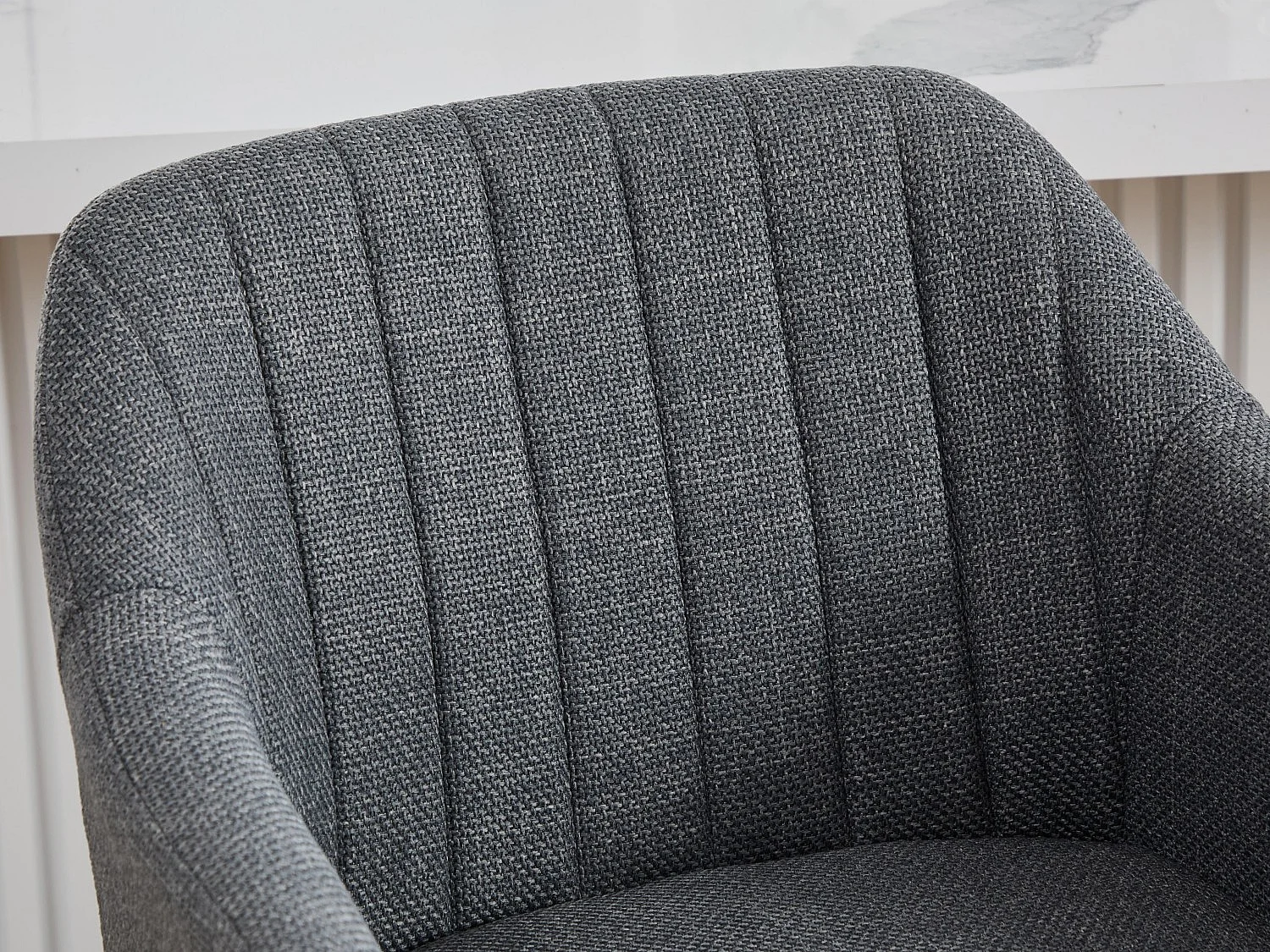 Tabouret de Bar avec Dossier et Accoudoirs - Pieds en Chêne, Assise en Lin - Hauteur Fixe 75 cm - Idéal pour Comptoir, Îlot de Cuisine, Bar