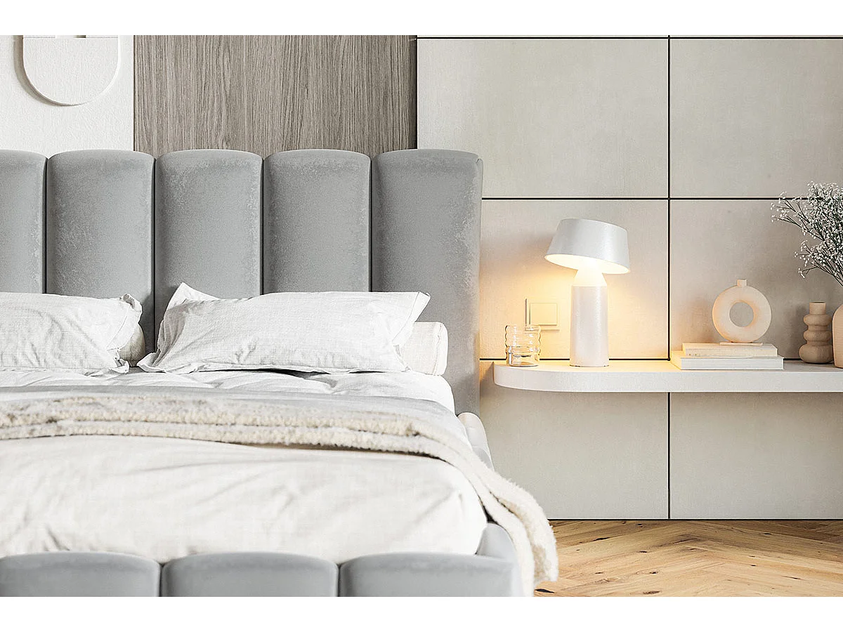 Gestoffeerd bed 180x200 Palermo met lattenbodem - opbergruimte, fluwelen Zwart (Amor Velvet 4322)